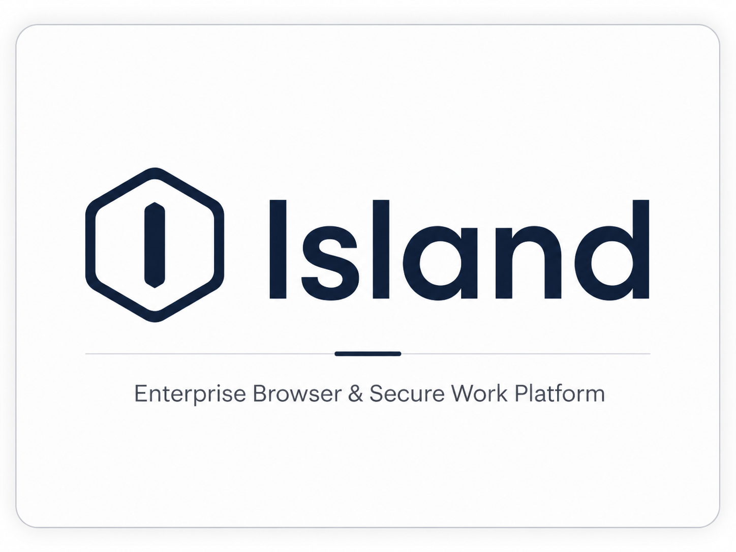 Logo of Island featuring a stylized icon and the text 'Island' along with the tagline 'Enterprise Browser & Secure Work Platform'.
